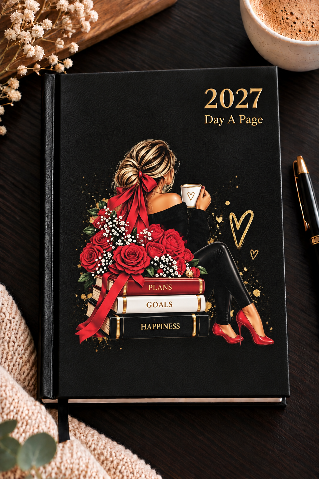 2027 metų darbo knyga Day A Page – Plans, Goals, Happiness