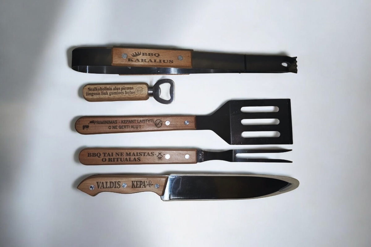 BBQ įrankių rinkinio Grilio meistras personalizavimo pavyzdys