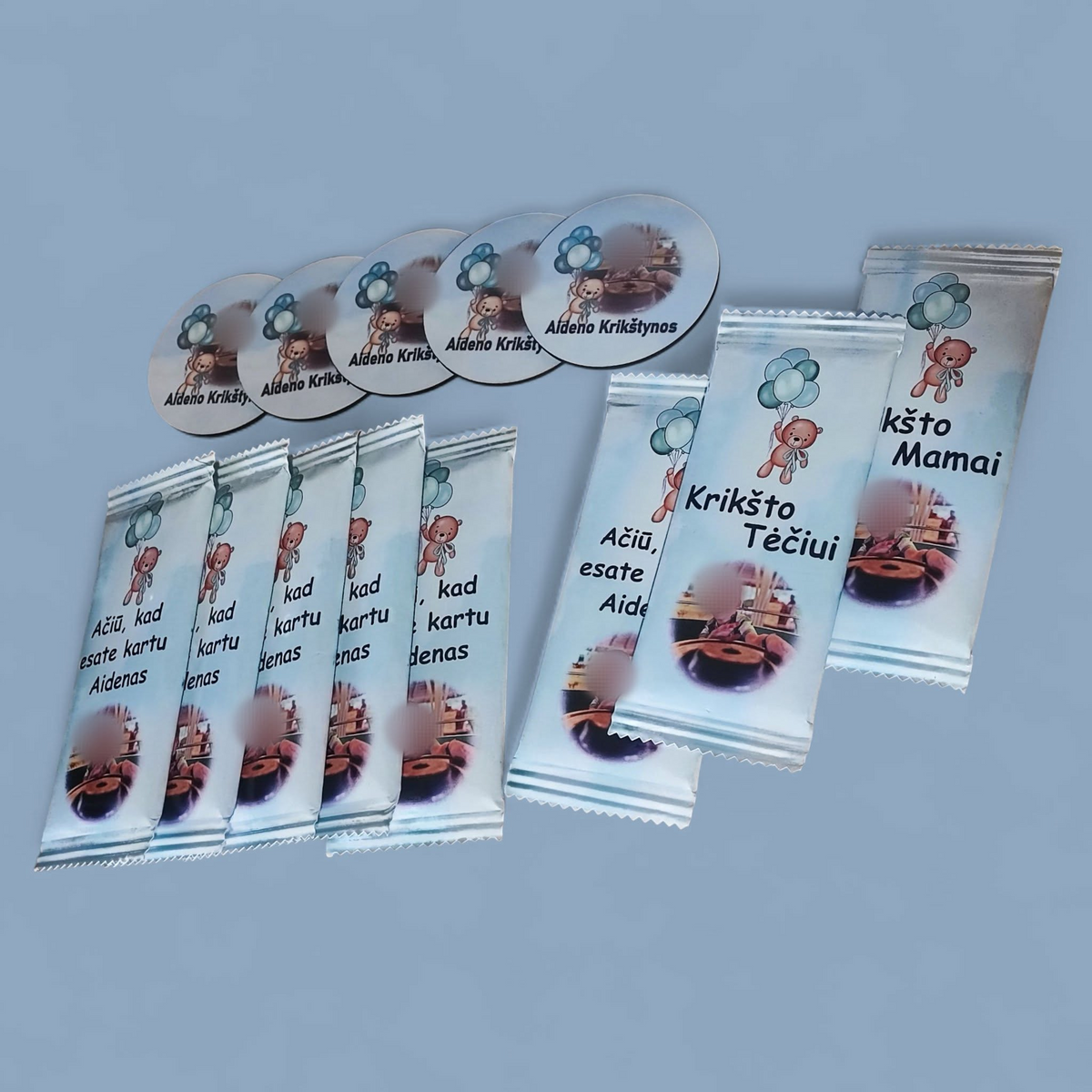 Personalizuoti krikštynų šokoladai ir magnetukai