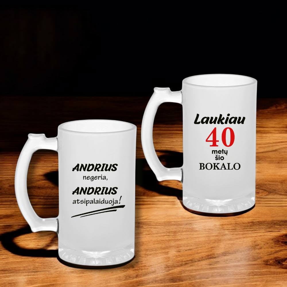 Personalizuotas alaus bokalas su dovanos tekstu