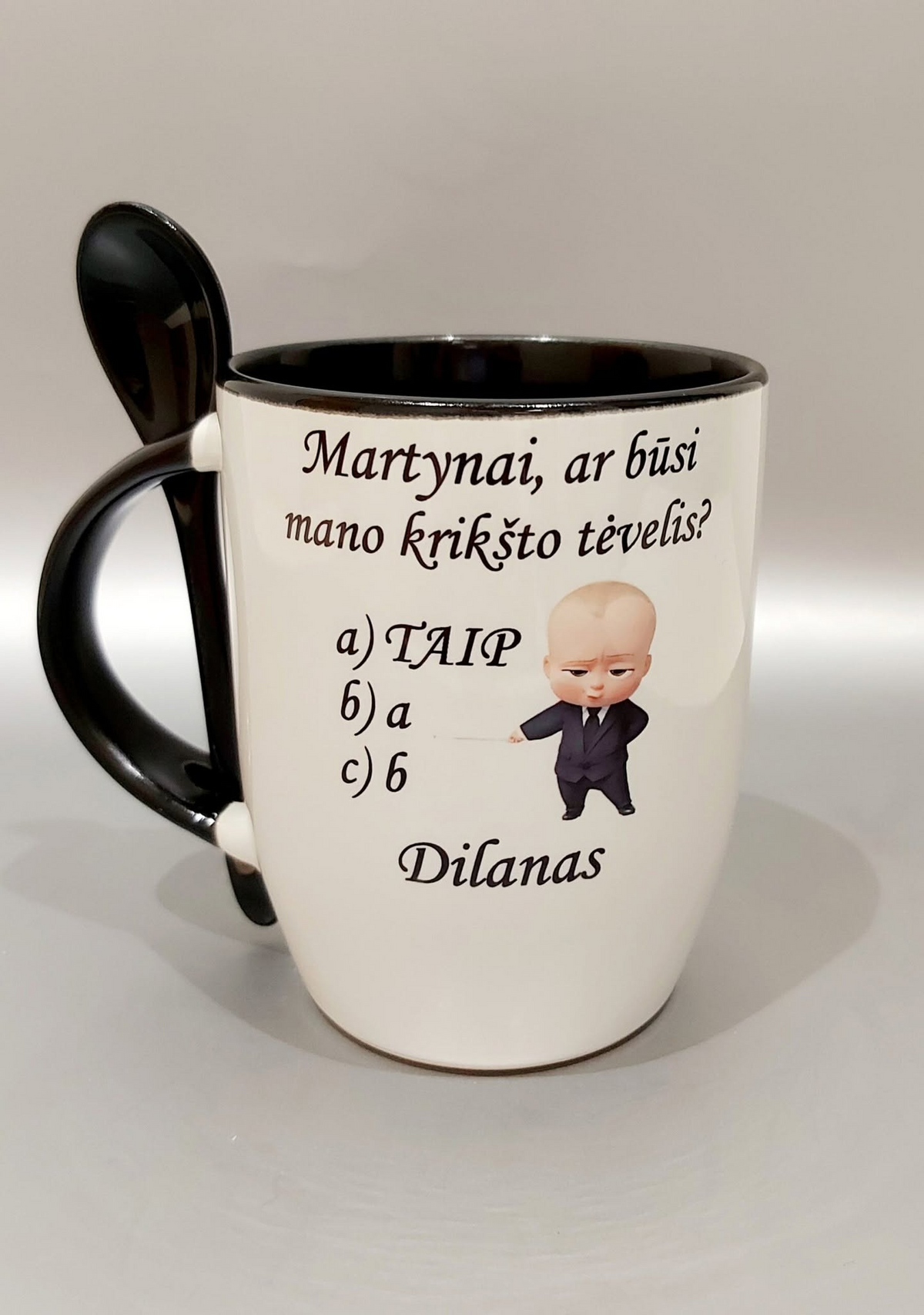 Personalizuotas puodelis krikštynoms krikšto tėveliams