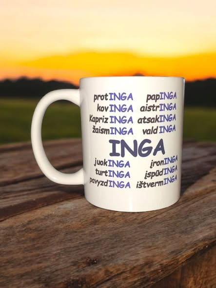 Puodelis Inga su vardo dizainu