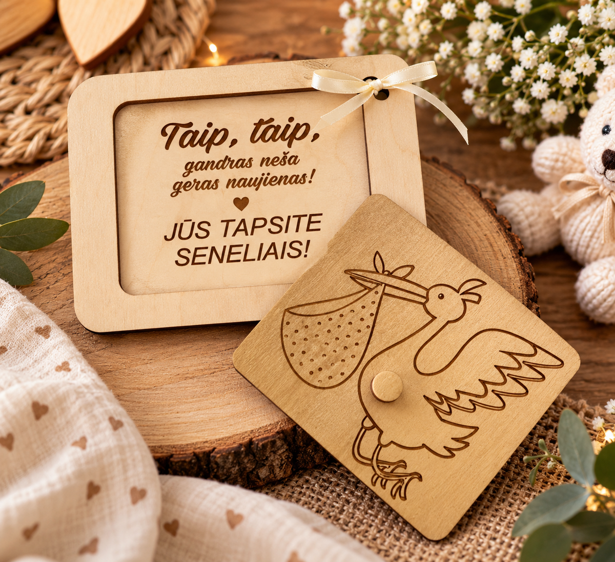 Tapsite seneliais – medinė dovana būsimiems seneliams
