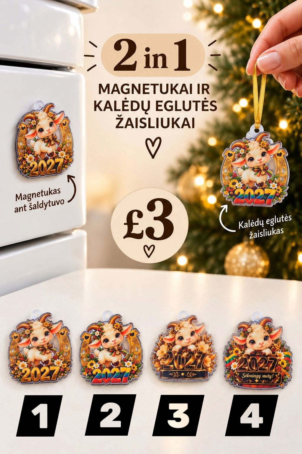 2 in 1 – 2027 magnetukas ir Kalėdų eglutės žaisliukas